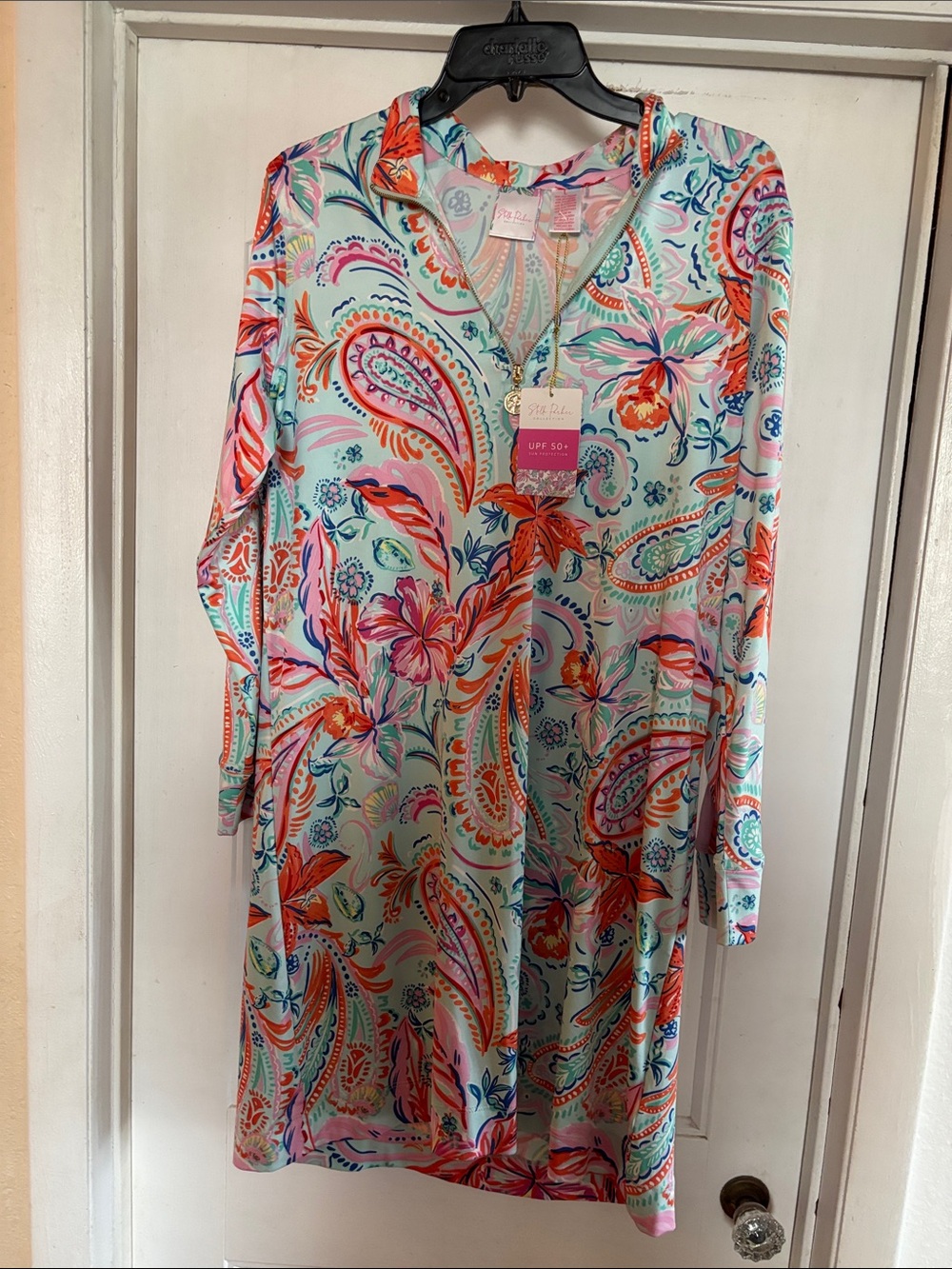 Mint Multicolor Paisley Floral Long Sleeve Shift Dress